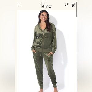 Olive Green Velour Tracksuit